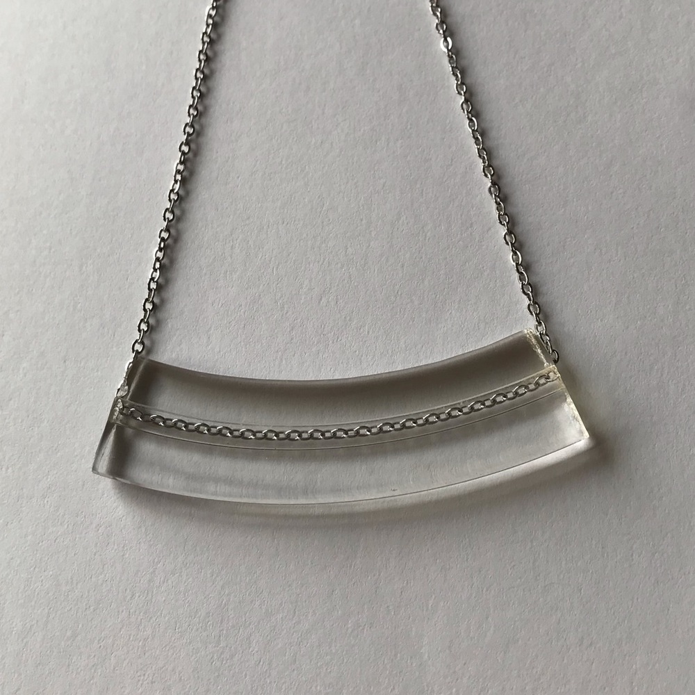 stainless repurposed glass bar necklace